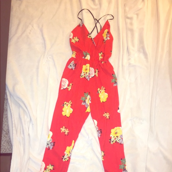 Red Floral Romper - Picture 1 of 2